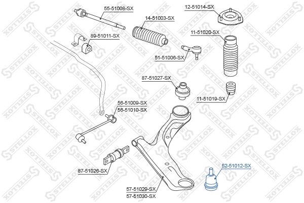 52-51012-SX STELLOX Шарнир независимой подвески / поворотного рычага (фото 1)
