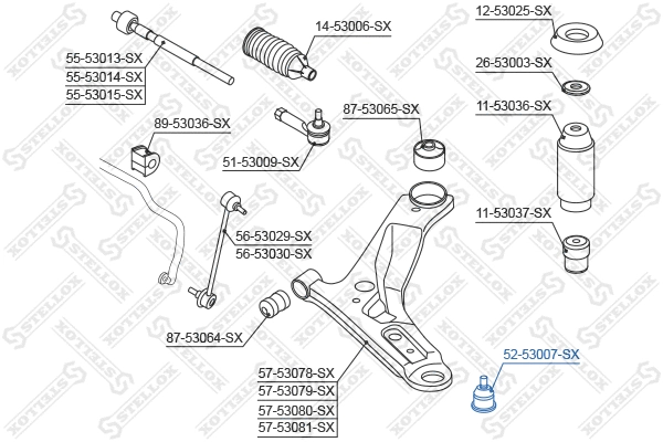 52-53007-SX STELLOX Шарнир независимой подвески / поворотного рычага (фото 2)