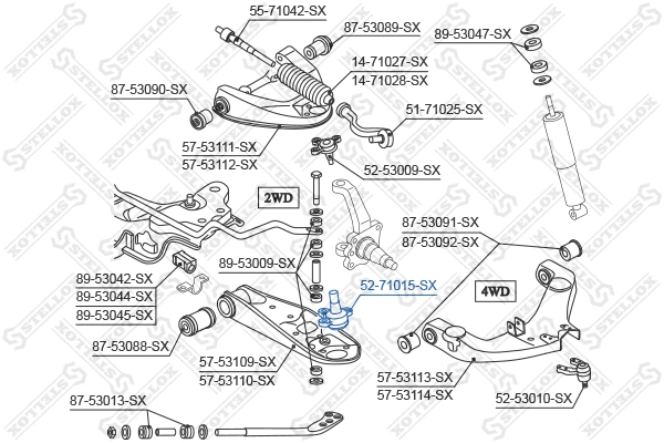 52-71015-SX STELLOX Шарнир независимой подвески / поворотного рычага (фото 2)