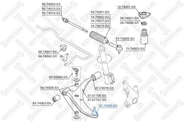 52-74002-SX STELLOX Шарнир независимой подвески / поворотного рычага (фото 1)