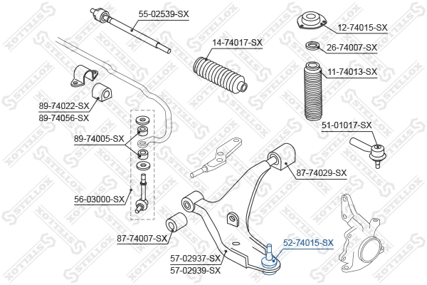 52-74015-SX STELLOX Шарнир независимой подвески / поворотного рычага (фото 2)