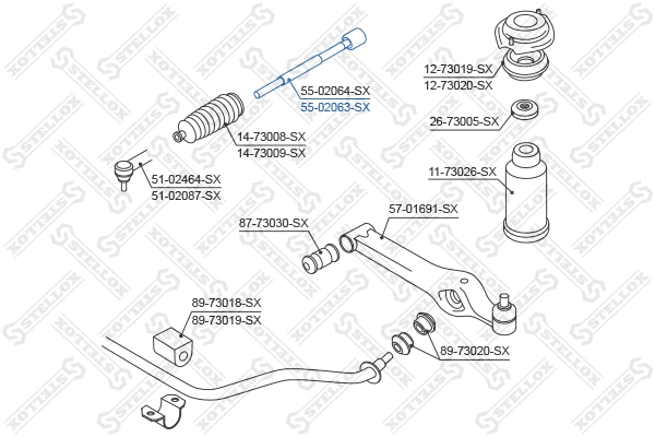 55-02063-SX STELLOX Осевой шарнир, рулевая тяга (фото 2)