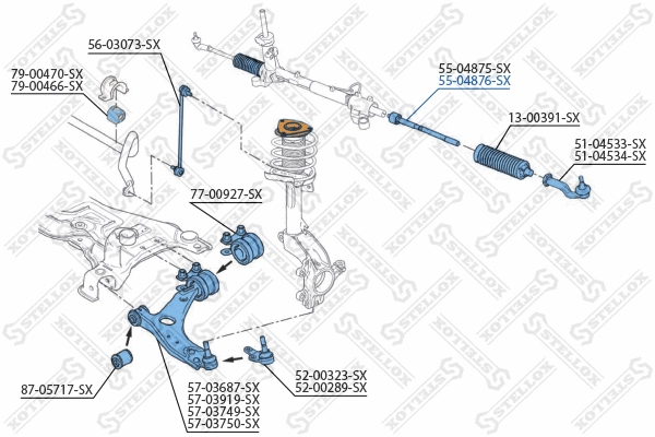 55-04876-SX STELLOX Осевой шарнир, рулевая тяга (фото 2)