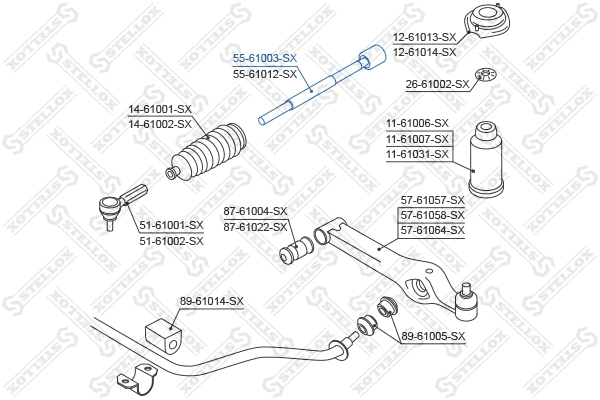 55-61003-SX STELLOX Осевой шарнир, рулевая тяга (фото 1)