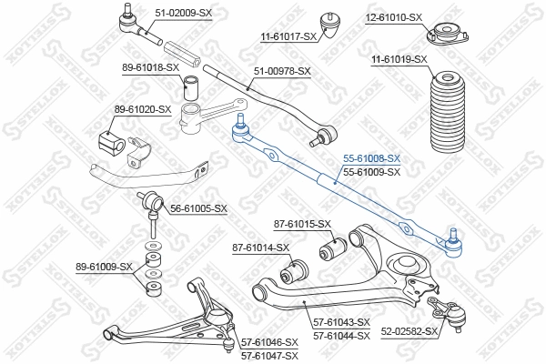 55-61008-SX STELLOX Осевой шарнир, рулевая тяга (фото 1)