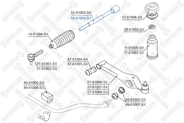 55-61010-SX STELLOX Осевой шарнир, рулевая тяга (фото 1)