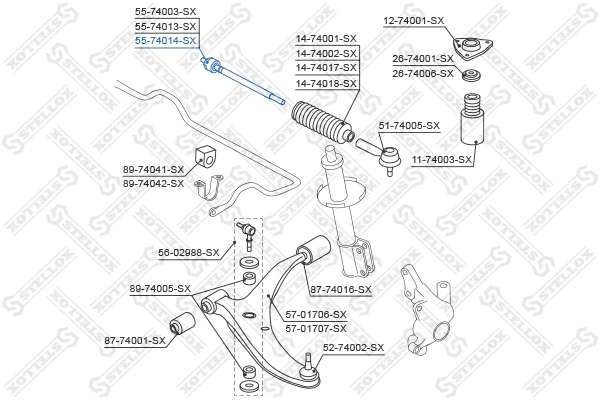 55-74014-SX STELLOX Осевой шарнир, рулевая тяга (фото 2)