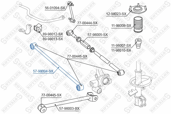 57-98004-SX STELLOX Тяга / стойка, подвеска колеса (фото 2)
