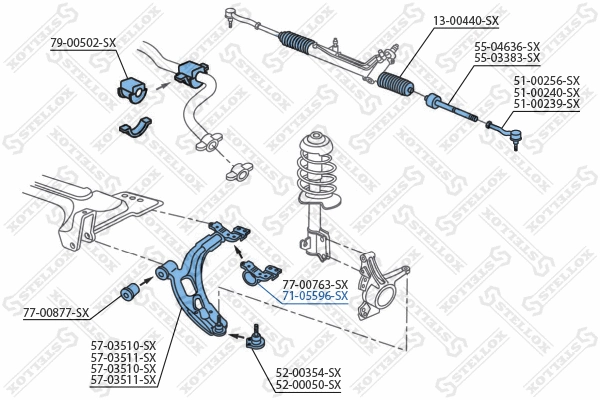 71-05596-SX STELLOX Подвеска, рычаг независимой подвески колеса (фото 2)