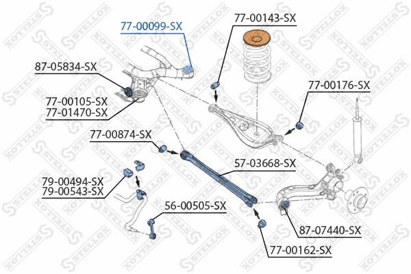 77-00099-SX STELLOX Подвеска, рычаг независимой подвески колеса (фото 1)