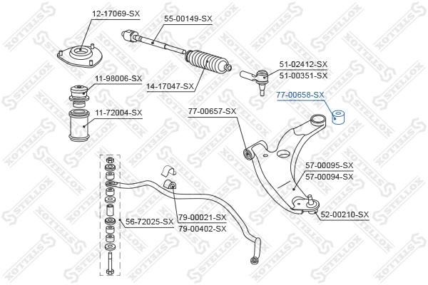 77-00658-SX STELLOX Подвеска, рычаг независимой подвески колеса (фото 2)