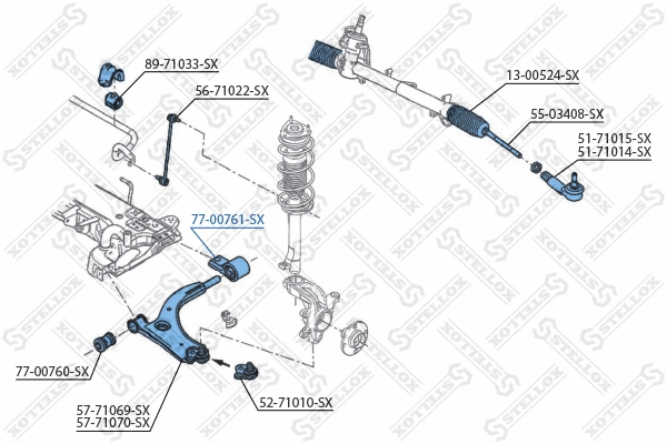 77-00761-SX STELLOX Подвеска, рычаг независимой подвески колеса (фото 2)