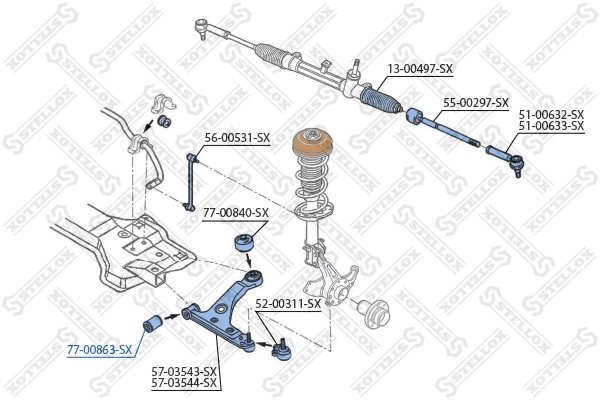77-00863-SX STELLOX Подвеска, рычаг независимой подвески колеса (фото 2)