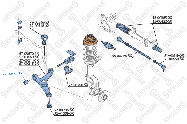 77-00880-SX STELLOX Подвеска, рычаг независимой подвески колеса (фото 2)
