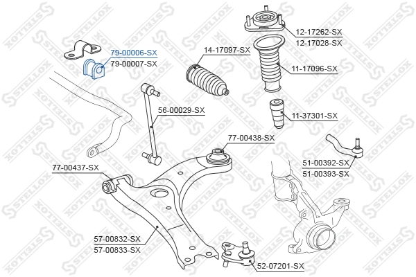 79-00006-SX STELLOX Опора, стабилизатор (фото 2)