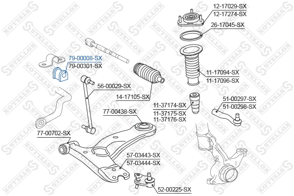 79-00008-SX STELLOX Опора, стабилизатор (фото 2)