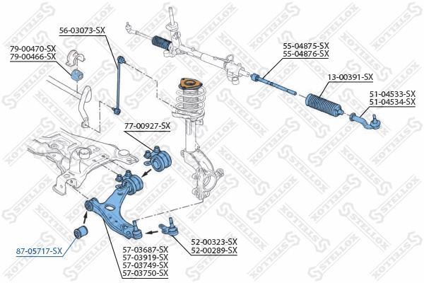 87-05717-SX STELLOX Подвеска, рычаг независимой подвески колеса (фото 2)