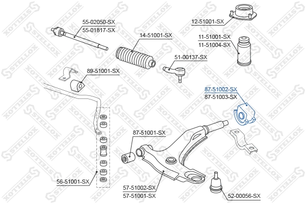 87-51002-SX STELLOX Подвеска, рычаг независимой подвески колеса (фото 2)