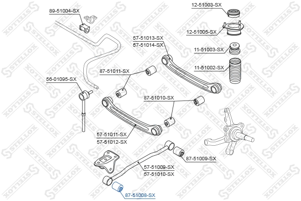 87-51008-SX STELLOX Подвеска, рычаг независимой подвески колеса (фото 2)