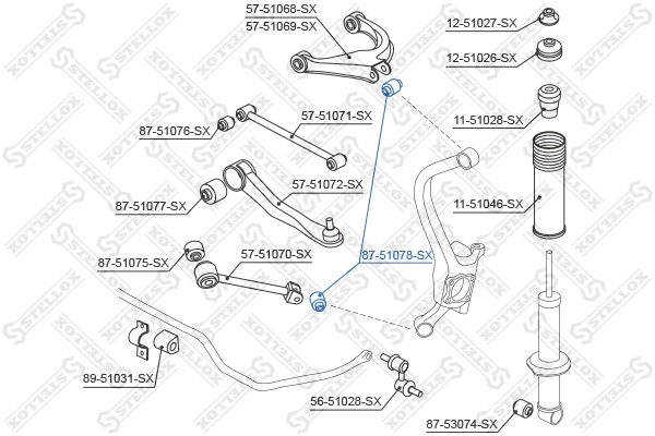 87-51078-SX STELLOX Подвеска, рычаг независимой подвески колеса (фото 2)