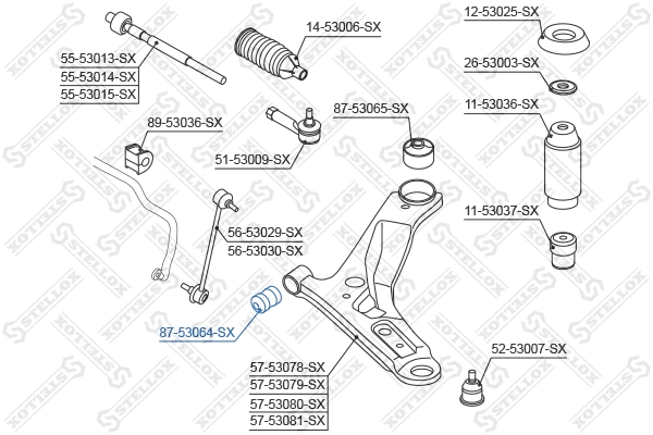87-53064-SX STELLOX Подвеска, рычаг независимой подвески колеса (фото 2)