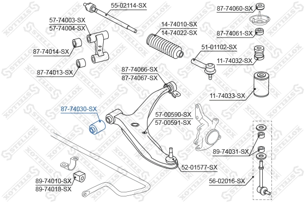 87-74030-SX STELLOX Подвеска, рычаг независимой подвески колеса (фото 2)