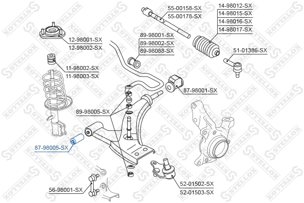 87-98005-SX STELLOX Подвеска, рычаг независимой подвески колеса (фото 2)