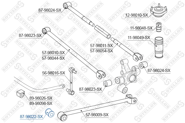 87-98022-SX STELLOX Подвеска, рычаг независимой подвески колеса (фото 2)