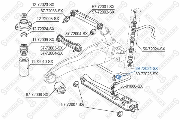 89-72024-SX STELLOX Опора, стабилизатор (фото 2)