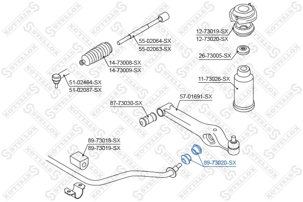 89-73020-SX STELLOX Опора, стабилизатор (фото 1)