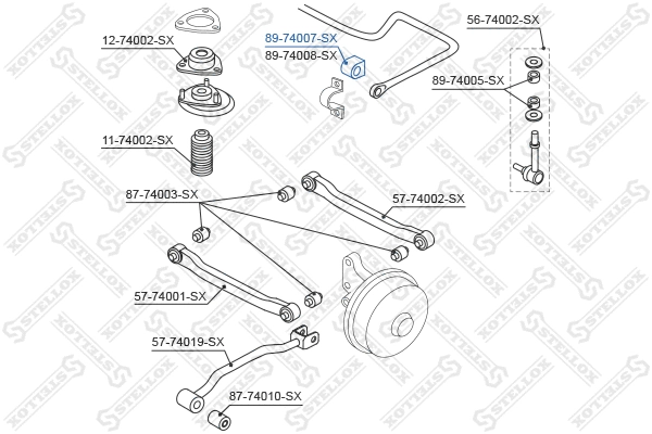 89-74007-SX STELLOX Опора, стабилизатор (фото 2)