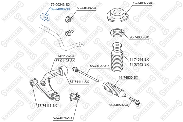 89-74086-SX STELLOX Опора, стабилизатор (фото 2)