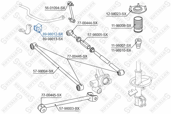 89-98012-SX STELLOX Опора, стабилизатор (фото 2)