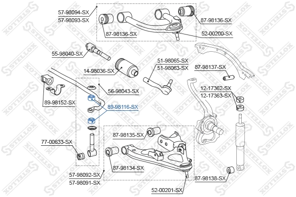 89-98116-SX STELLOX Опора, стабилизатор (фото 2)