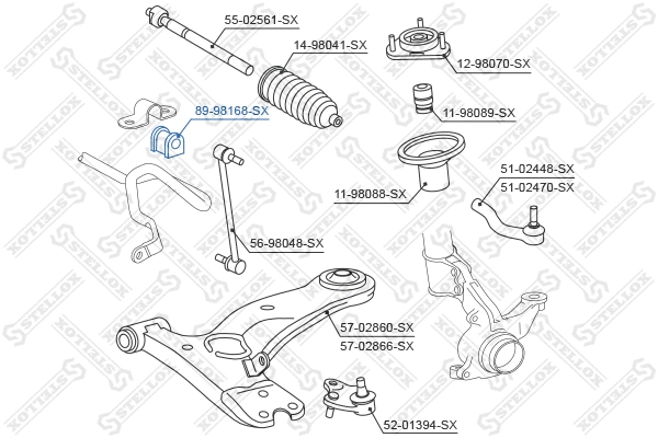 89-98168-SX STELLOX Опора, стабилизатор (фото 2)