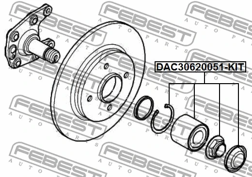 DAC30620051-KIT FEBEST Комплект подшипника ступицы колеса (фото 2)
