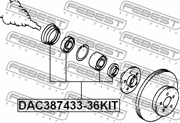 DAC387433-36KIT FEBEST Комплект подшипника ступицы колеса (фото 2)