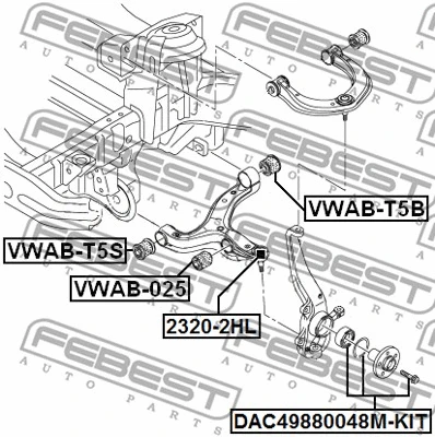 DAC49880048M-KIT FEBEST Комплект подшипника ступицы колеса (фото 2)