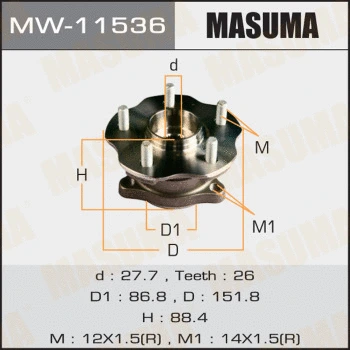 MW-11536 MASUMA Комплект подшипника ступицы колеса (фото 1)