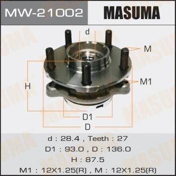 MW-21002 MASUMA Комплект подшипника ступицы колеса (фото 1)