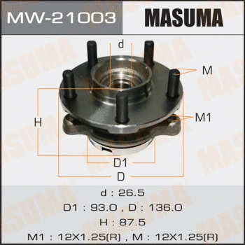MW-21003 MASUMA Комплект подшипника ступицы колеса (фото 1)