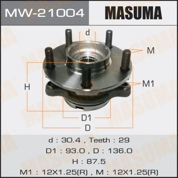 MW-21004 MASUMA Комплект подшипника ступицы колеса (фото 1)