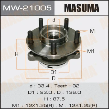 MW-21005 MASUMA Комплект подшипника ступицы колеса (фото 1)