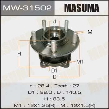 MW-31502 MASUMA Комплект подшипника ступицы колеса (фото 1)