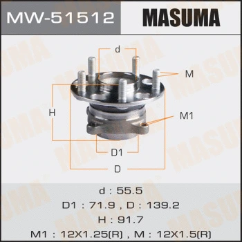MW-51512 MASUMA Комплект подшипника ступицы колеса (фото 1)