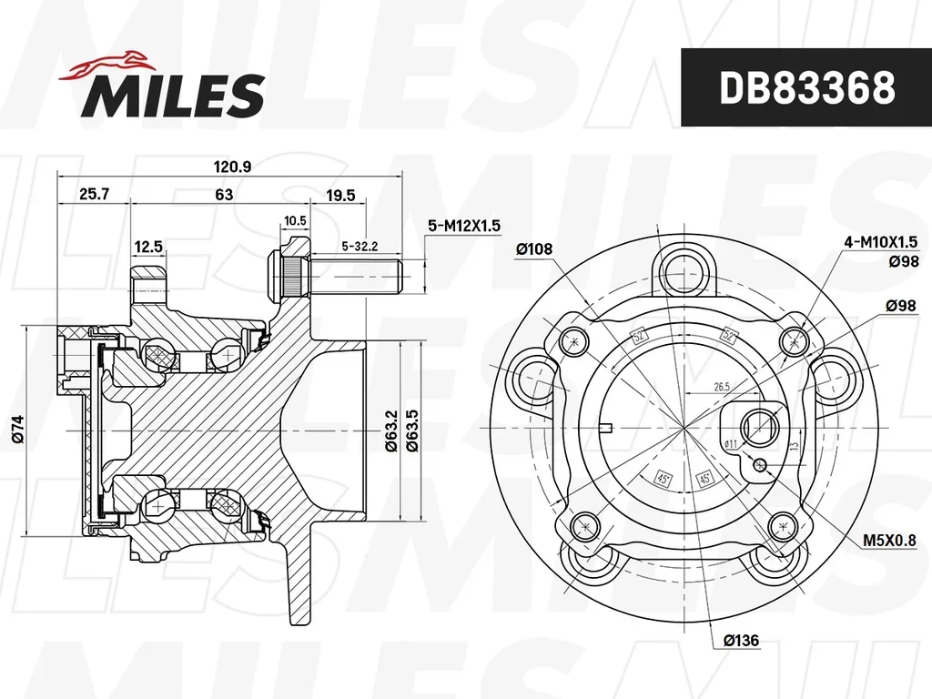 DB83368 MILES Комплект подшипника ступицы колеса (фото 3)