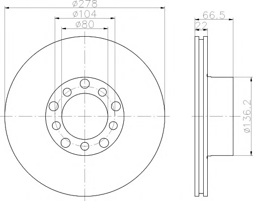 8DD 355 100-081 BEHR/HELLA/PAGID Тормозной диск (фото 1)