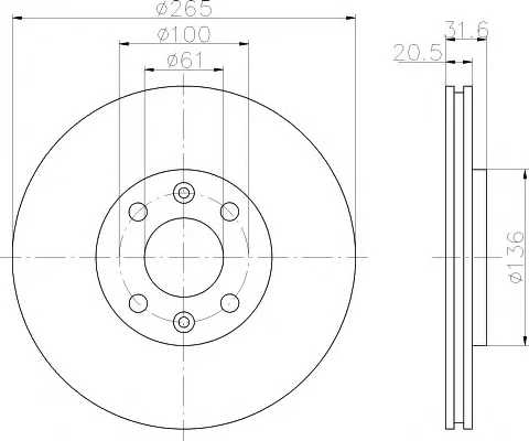 8DD 355 102-141 BEHR/HELLA/PAGID Тормозной диск (фото 1)