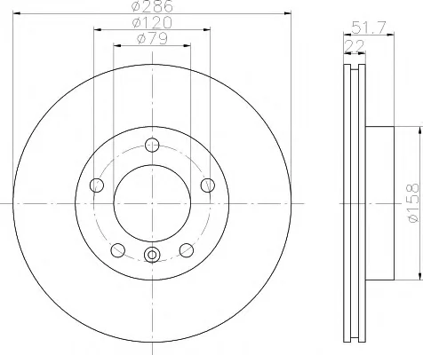 8DD 355 102-571 BEHR/HELLA/PAGID Тормозной диск (фото 1)