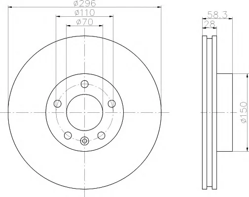 8DD 355 102-831 BEHR/HELLA/PAGID Тормозной диск (фото 1)